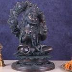 Pure Brass Vintage Finish Lord Hanuman Statue 18" | Superfine Craftsmanship | Lotus Base | 19 kg Powerful Blessing | 11" Width & Depth | Divine Home Decor